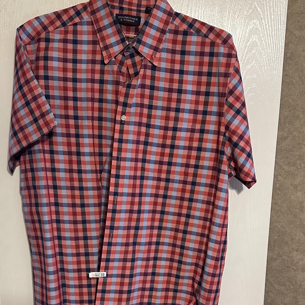Roundtree & Yorke Red and Blue Plaid Shirt